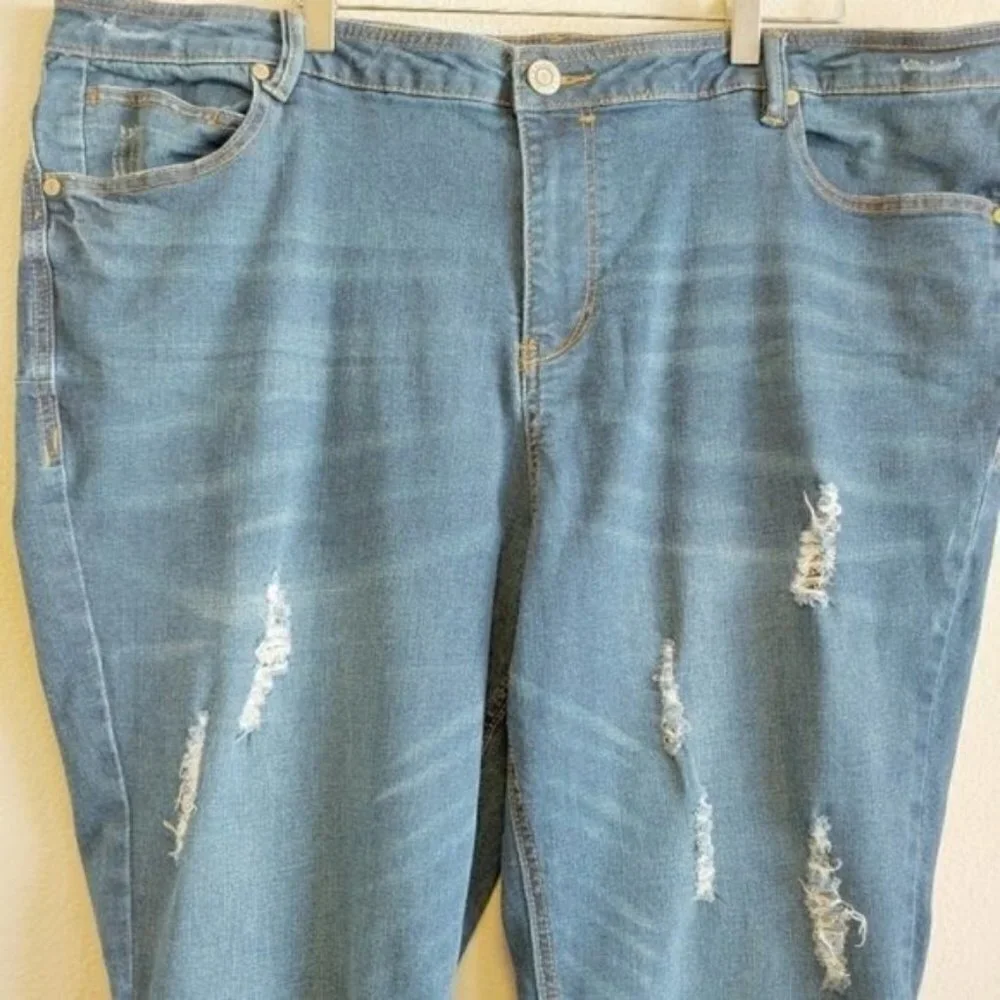Eloquii Jeans Indigo Wash Distressed Sz 24 Casual Contemporary